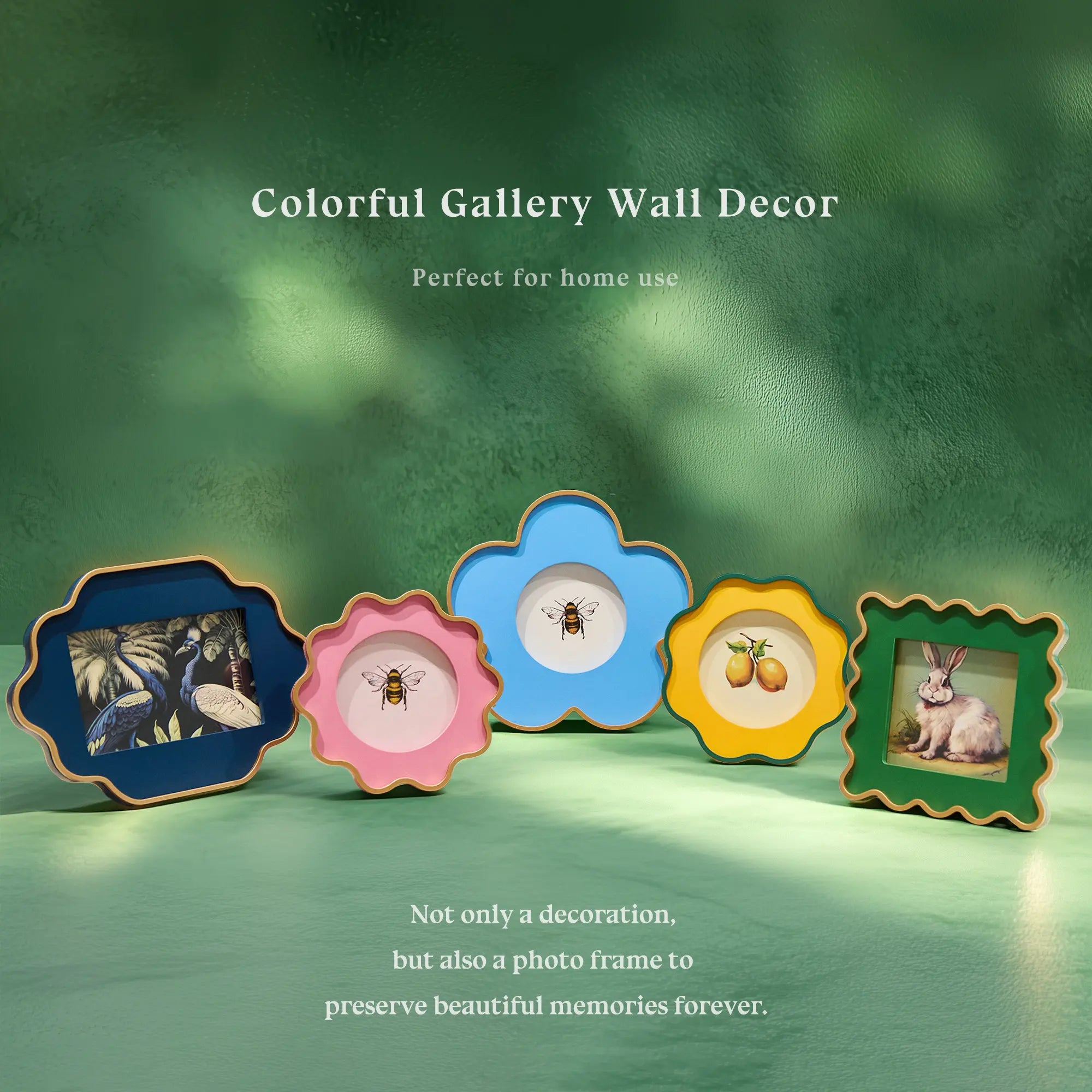 YSHomy Colorful Peacock Collage Photo Frames in Flower Shape for Wall Art