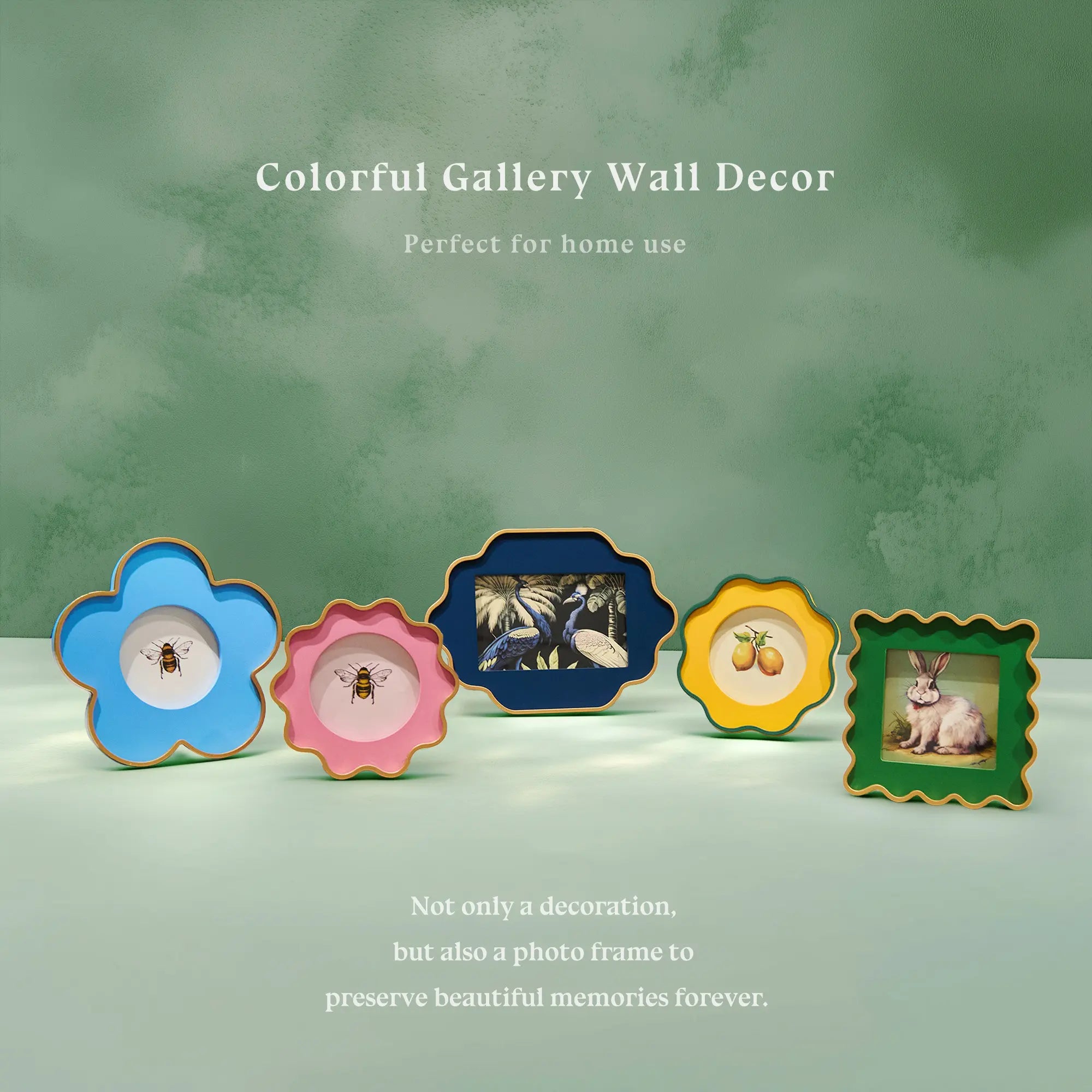YSHomy Colorful Peacock Collage Photo Frames in Flower Shape for Wall Art