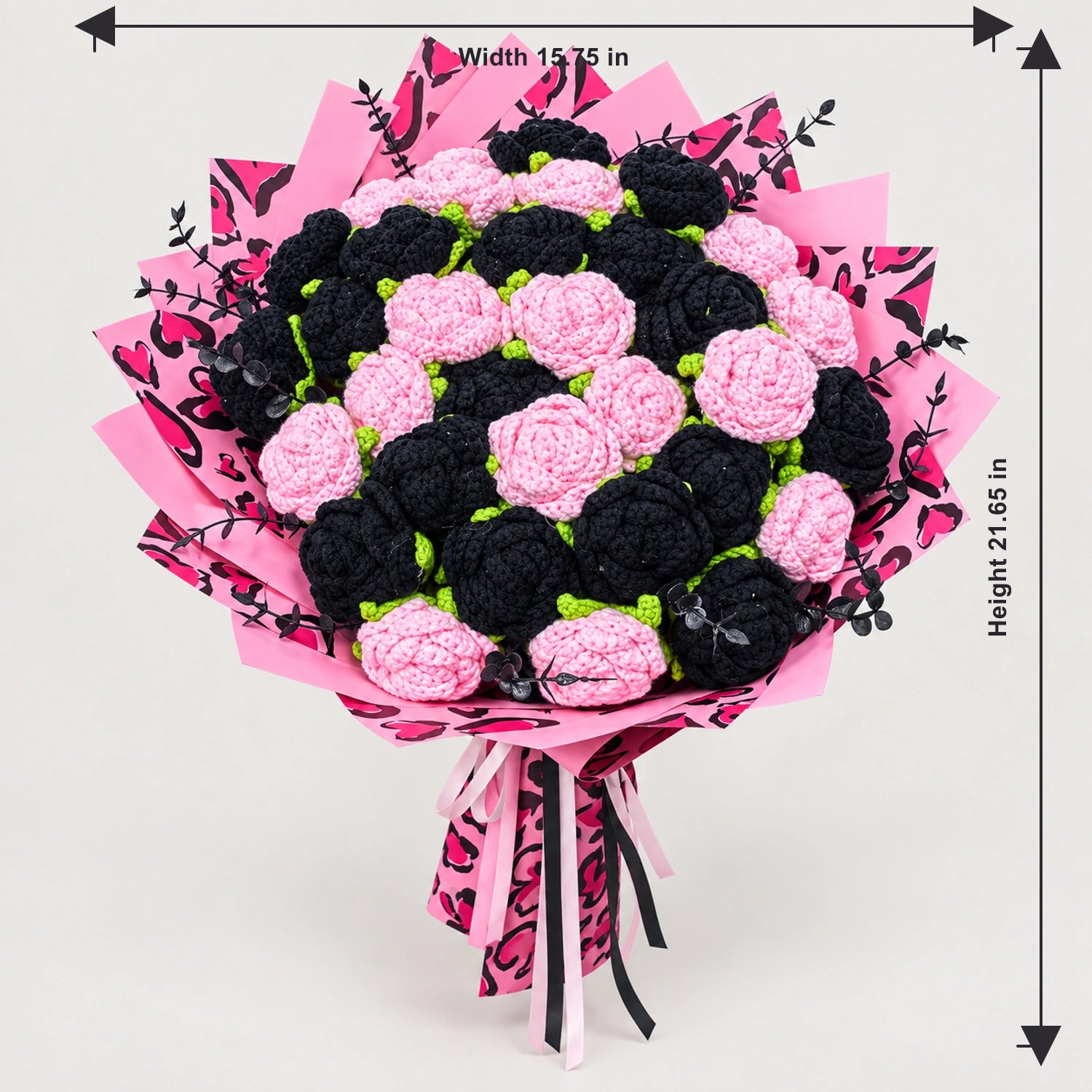 YSHomy Riesiger Häkelrosenstrauß mit becherförmigen Rosen