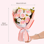YSHomy Crochet Gradient Pink Rose Daisy Bouquet