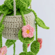 YSHomy Crochet Light Green Car Hanging with Pink Flowers