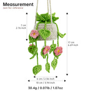 YSHomy Crochet Light Green Car Hanging with Pink Flowers