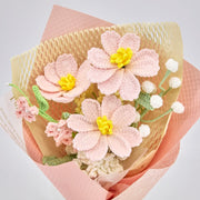 YSHomy Crochet Pink Galsang Flower Bouquet