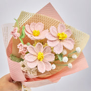 YSHomy Crochet Pink Galsang Flower Bouquet