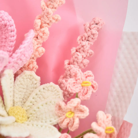 YSHomy Pink Crochet Flower Bouquet with Tulip Lavender