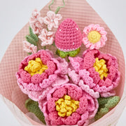 YSHomy Crochet Peony Strawberry Daisy Bouquet