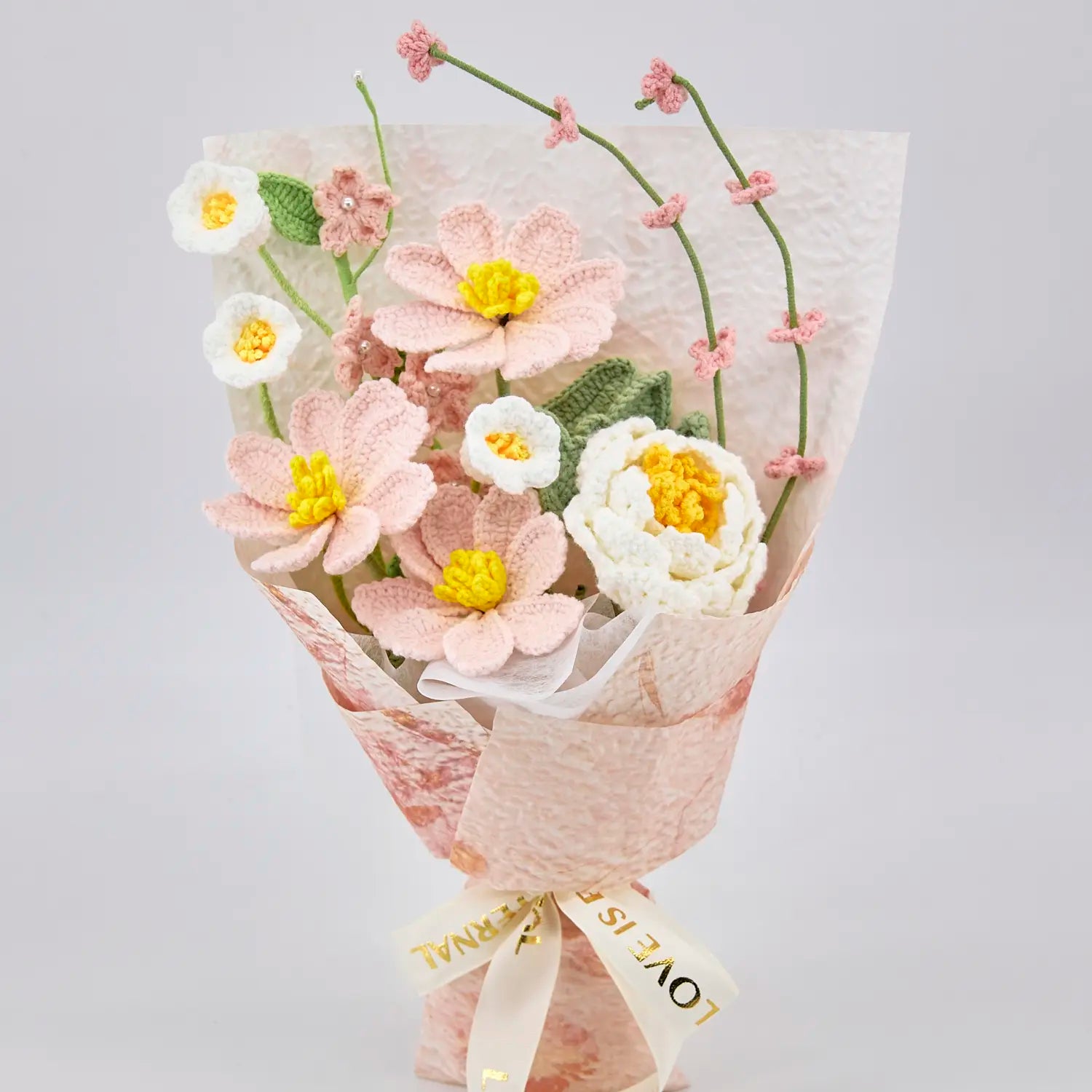 YSHomy Crochet Flowers Bouquet with Galsang Flower Peony