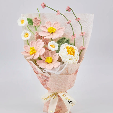 YSHomy Crochet Flowers Bouquet with Galsang Flower Peony