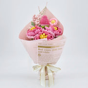 YSHomy Crochet Peony Strawberry Daisy Bouquet