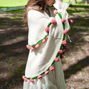 YSHomy Couverture en crochet Fleurs-Roses roses