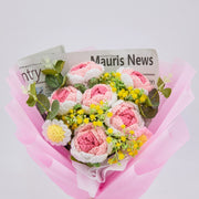 YSHomy Crochet Gradient Pink Rose Daisy Bouquet