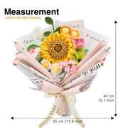 YSHomy Crochet Big Sunflower Rose Tulip Daisy Bouquet