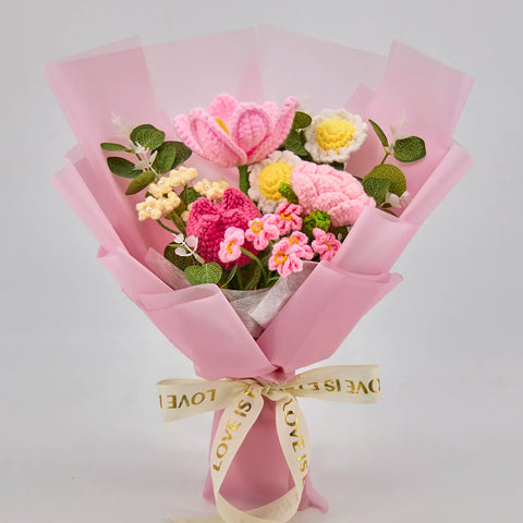 YSHomy Crochet Rose Tulip Daisy Bouquet