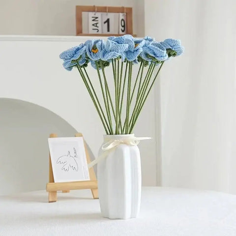 Flor de Amapola de Ganchillo, Ramo de Flores, Flores de Punto, Flores Hechas a Mano, Flores de Ganchillo, Conjunto de 3, Regalo para Ella, Regalo de San Valentín