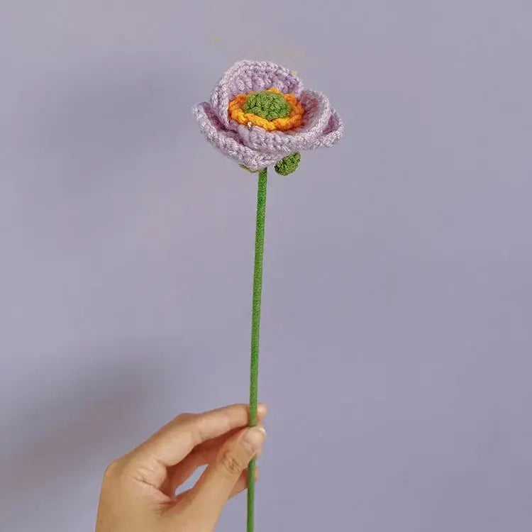 Flor de Amapola de Ganchillo, Ramo de Flores, Flores de Punto, Flores Hechas a Mano, Flores de Ganchillo, Conjunto de 3, Regalo para Ella, Regalo de San Valentín
