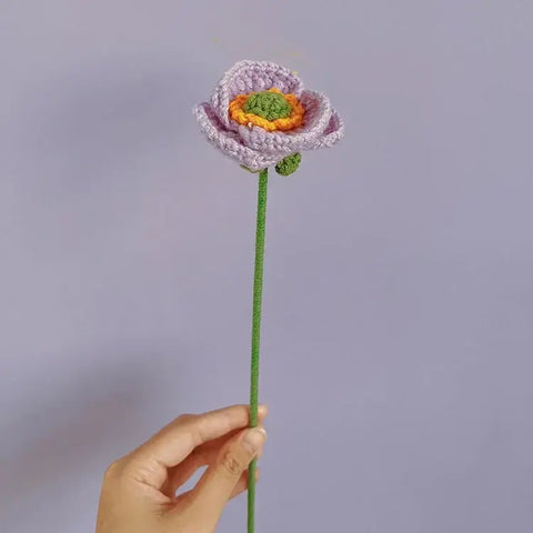 Flor de Amapola de Ganchillo, Ramo de Flores, Flores de Punto, Flores Hechas a Mano, Flores de Ganchillo, Conjunto de 3, Regalo para Ella, Regalo de San Valentín