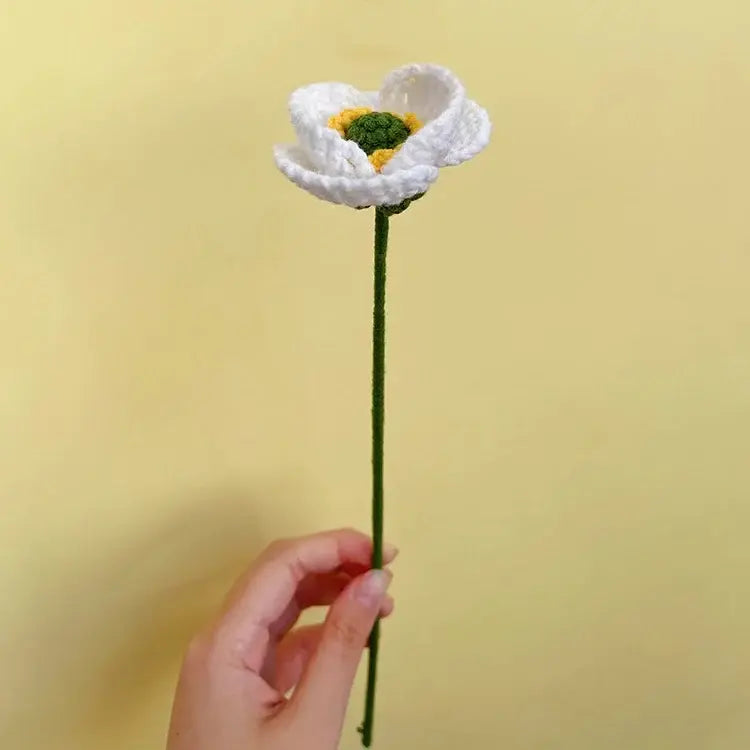 Flor de Amapola de Ganchillo, Ramo de Flores, Flores de Punto, Flores Hechas a Mano, Flores de Ganchillo, Conjunto de 3, Regalo para Ella, Regalo de San Valentín