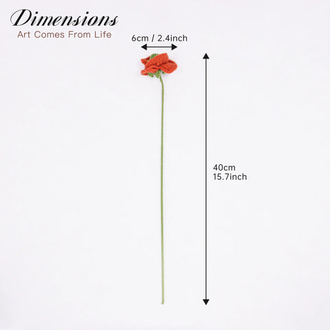 Flor de Amapola de Ganchillo, Ramo de Flores, Flores de Punto, Flores Hechas a Mano, Flores de Ganchillo, Conjunto de 3, Regalo para Ella, Regalo de San Valentín