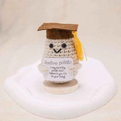 Pomme de terre positive, jouet au crochet de soutien émotionnel, pomme de terre positive au crochet mignon, décor de voiture, cadeau de soutien encourageant, décor de bureau au crochet