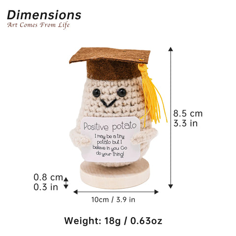 Pomme de terre positive, jouet au crochet de soutien émotionnel, pomme de terre positive au crochet mignon, décor de voiture, cadeau de soutien encourageant, décor de bureau au crochet