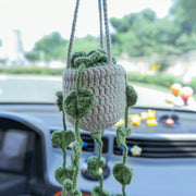 YSHomy Crochet Car Hanging with Green Leaves
