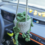 YSHomy Crochet Car Hanging with Green Leaves