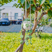 YSHomy Crochet Car Hanging with Green Leaves