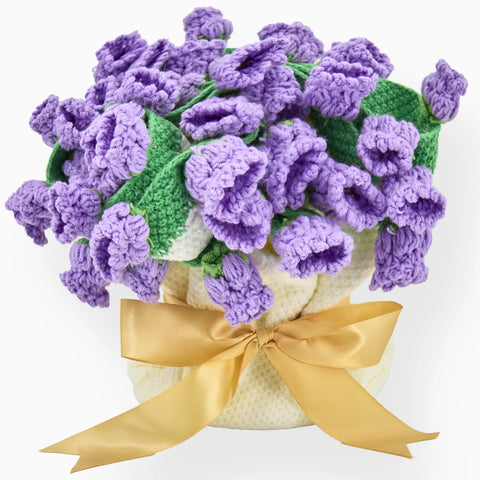 YSHomy Cashmere Crochet Flower Bouquet Blanket-Purple Flowers