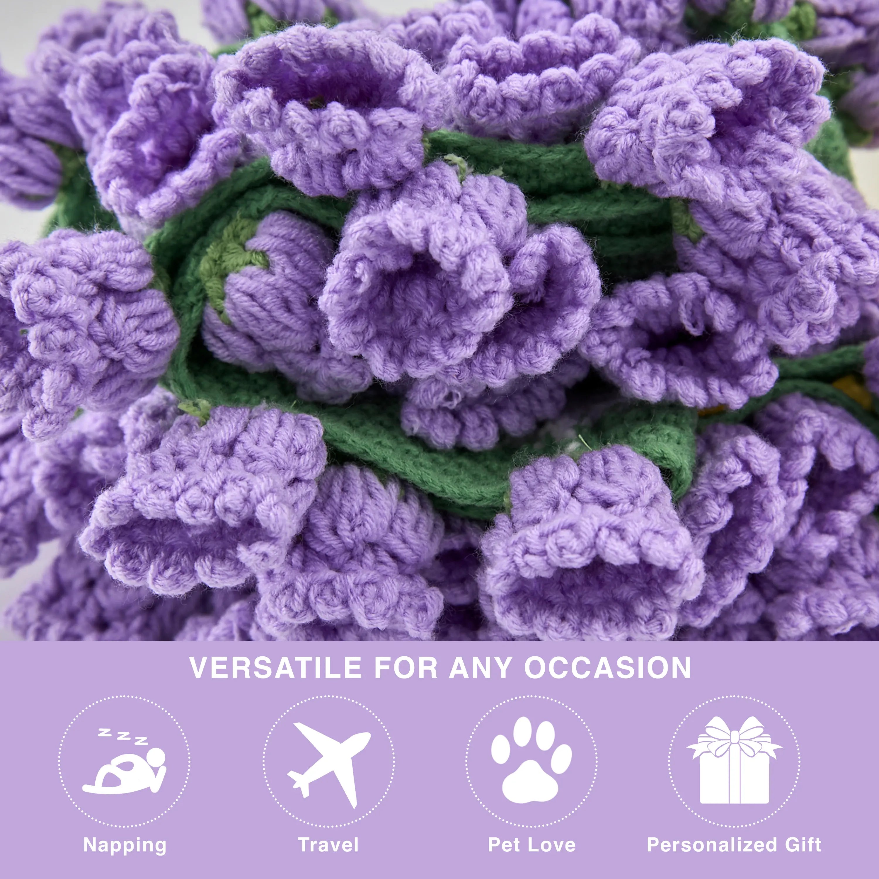 YSHomy Cashmere Crochet Flower Bouquet Blanket-Purple Flowers