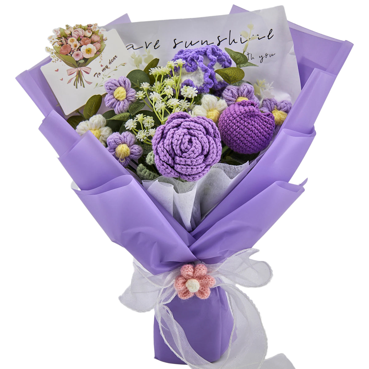 YSHomy Crochet Rose Carnation Tulip Bouquet