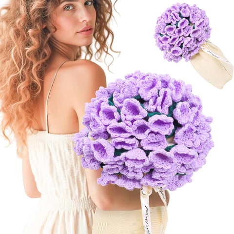 YSHomy Cashmere Crochet Flower Bouquet Blanket-Purple Flowers