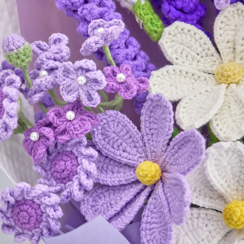 YSHomy Purple Crochet Flower Bouquet with Galsang Lavender
