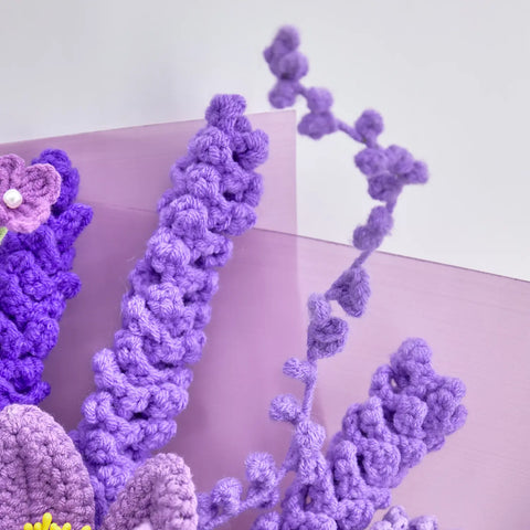 YSHomy Purple Crochet Flower Bouquet with Galsang Lavender