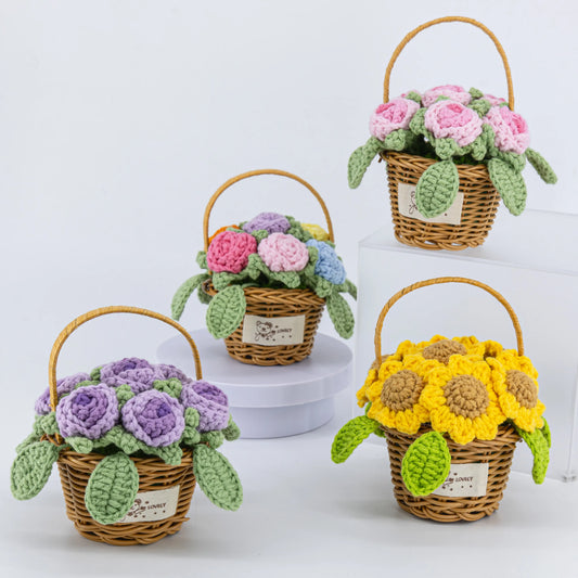 YSHomy - Serie de cesta de flores de ganchillo pequeña y linda