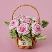 YSHomyのかわいい小さいかぎ針編みの花のバスケット シリーズ