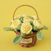 YSHomyのかわいい小さいかぎ針編みの花のバスケット シリーズ