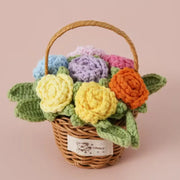 YSHomyのかわいい小さいかぎ針編みの花のバスケット シリーズ