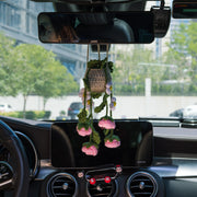 YSHomy Crochet Car Hanging with Rose & Daisy Flowers