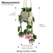 YSHomy Crochet Car Hanging with Rose & Daisy Flowers