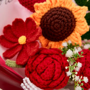 YSHomy Ramo de ganchillo rojo de rosa y girasol