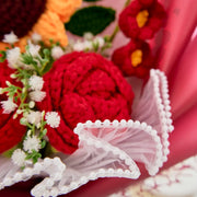 YSHomy Ramo de ganchillo rojo de rosa y girasol