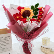 YSHomy Ramo de ganchillo rojo de rosa y girasol