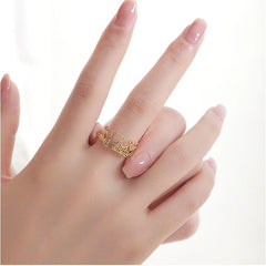 YSHomy Personalized 18K Gold-Plated Name Crown Ring - Size Adjustable