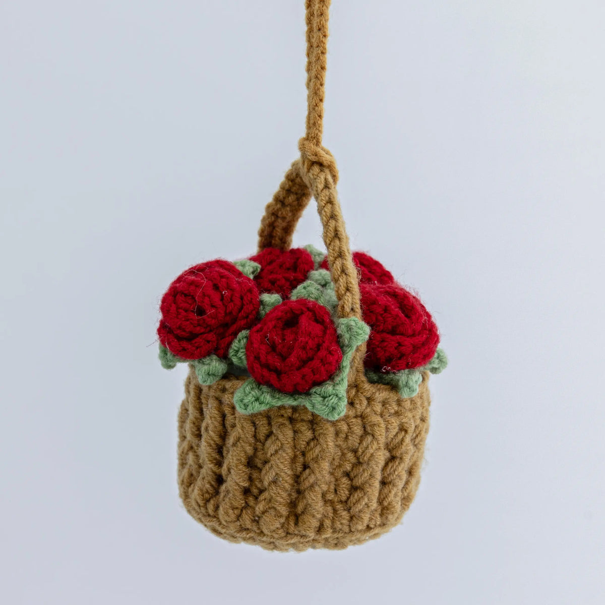 YSHomy Crochet Rose Flower Basket Hanging