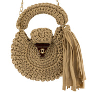 YSHomy Crochet Round Crossbody Handbag-Beige