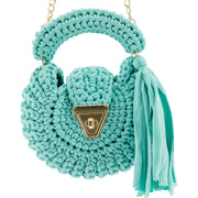 YSHomy Crochet Round Crossbody Handbag-Blue Green
