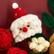 YSHomy Gehäkelter Weihnachtsstrauß mit Weihnachtsmann & großer Rose