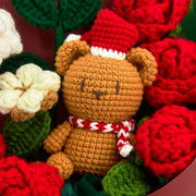 YSHomy Gehäkelter Weihnachtsstrauß mit Weihnachtsmann & großer Rose