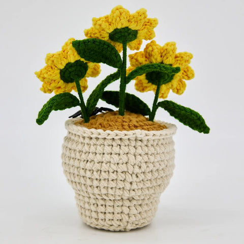 YSHomy Crochet Skull Sunflower Pot with Spider