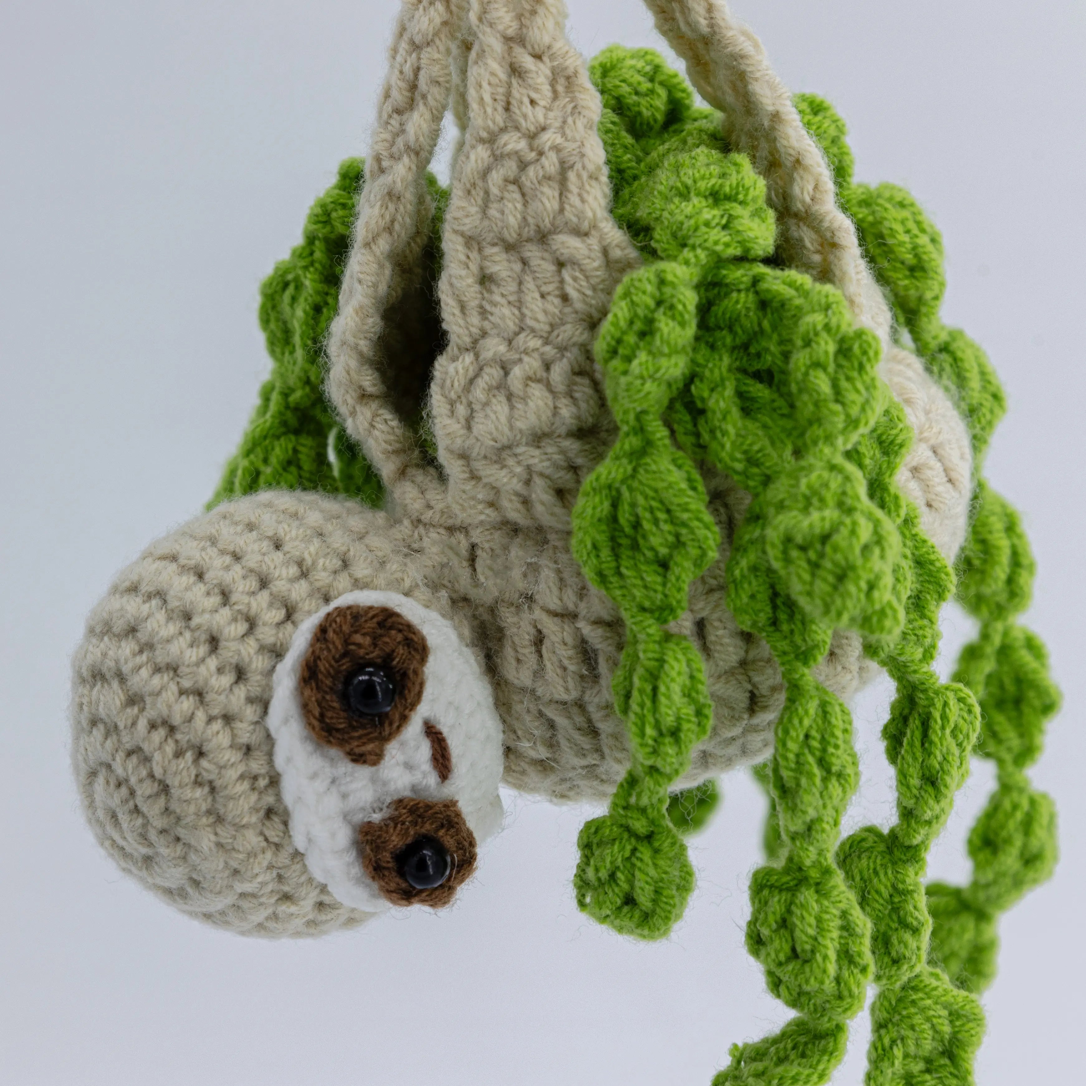crochet sloth hanging planter YSHomy Crochet Sloth Bear Flower Basket Car Hanging